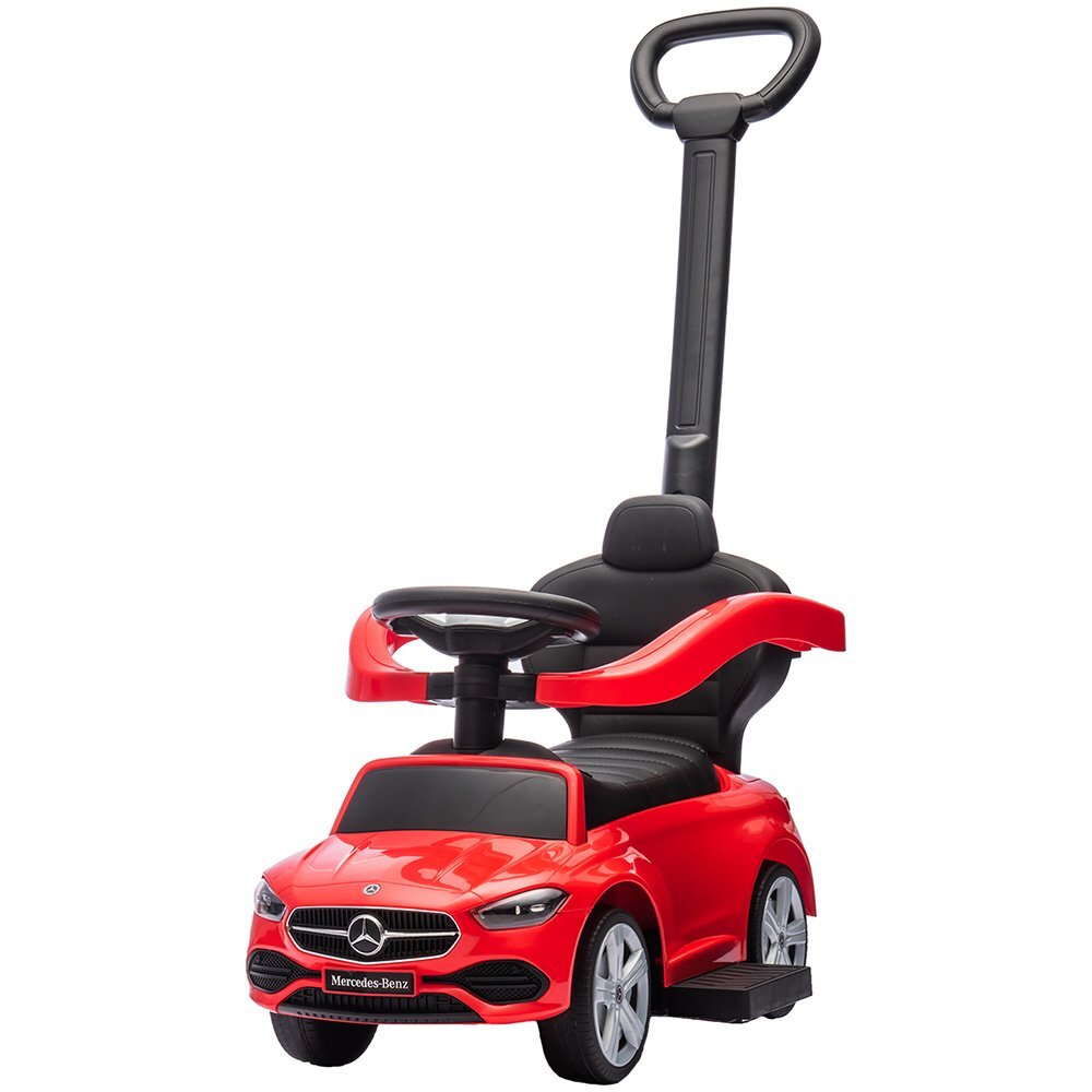 CHIPOLINO Masinuta de impins cu maner Mercedes Benz C-Class Red cu bara de siguranta suport pentru picioare spatiu depozitare volan cu sunete greutate admisa 25 kg