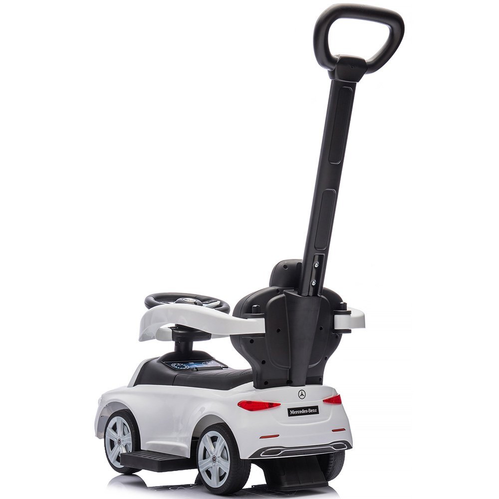 CHIPOLINO Masinuta de impins cu maner Mercedes Benz C-Class White cu bara de siguranta suport pentru picioare spatiu depozitare volan cu sunete greutate admisa 25 kg