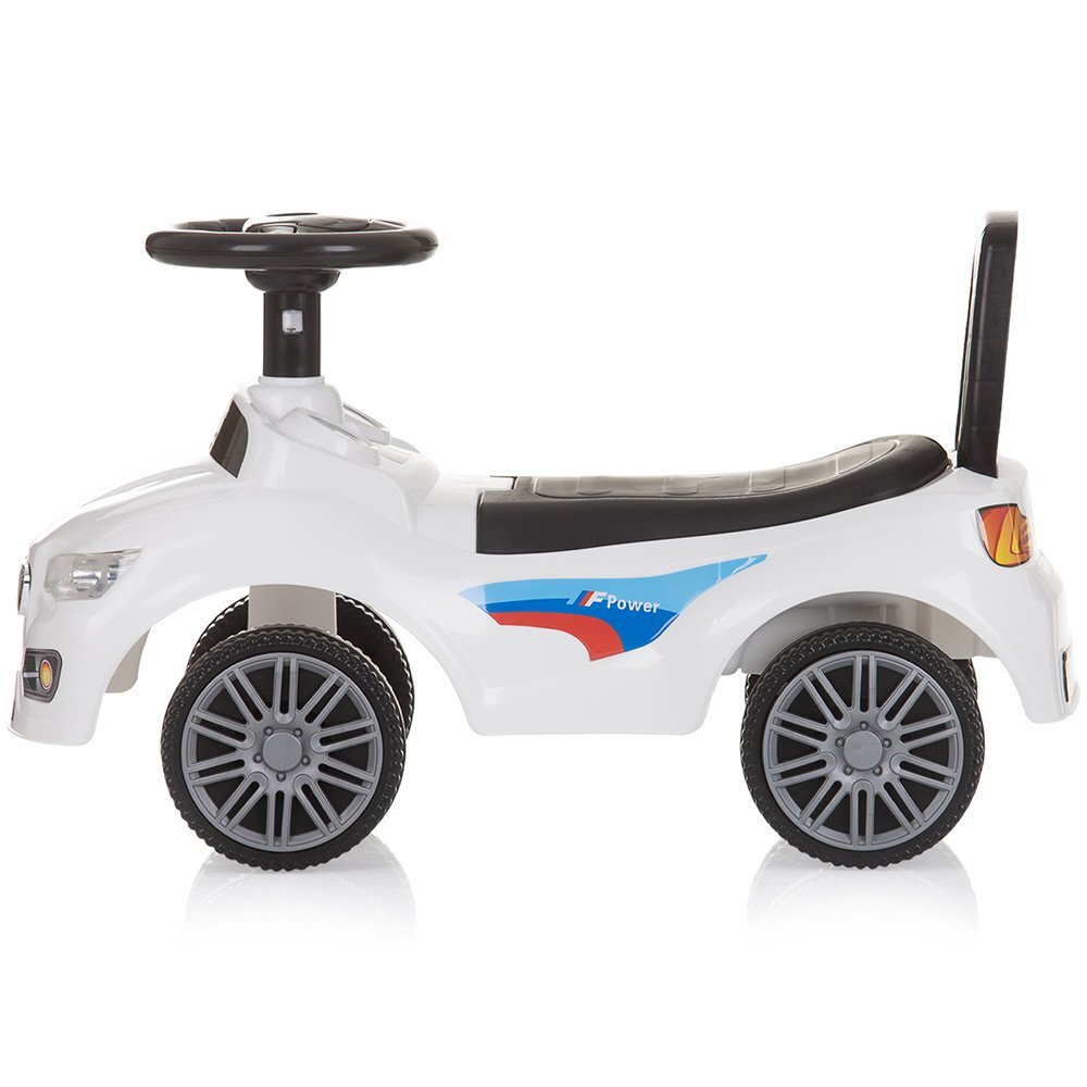 CHIPOLINO Masinuta de impins Sprinter White cu spatiu de depozitare spatar confortabil si volan cu sunete greutate admisa 25 kg