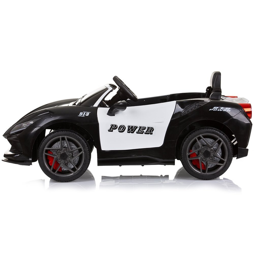 CHIPOLINO Masinuta electrica pentru copii Police black 50W cu telecomanda deschidere usi lumini sunete si pornire la cheie