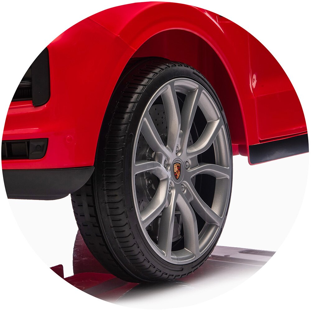 CHIPOLINO Masinuta electrica pentru copii Porsche Cayenne Red cu suspensii usi cu deschidere greutate admisa 30 kg