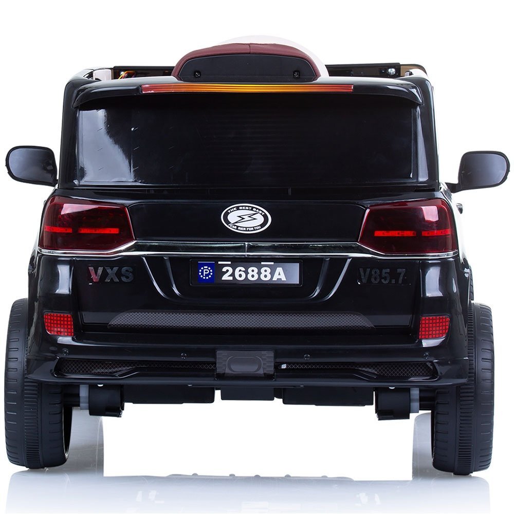 CHIPOLINO Masinuta electrica pentru copii SUV Police Patrol cu scaun din piele black 40W centura siguranta deschidere usi telecomanda Usb si lumini