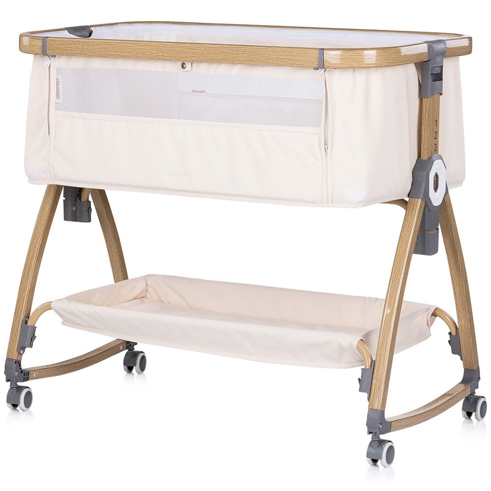 CHIPOLINO Patut co-sleeper Charisma Cashmere Wood cu laterala culisanta si functie de leagan