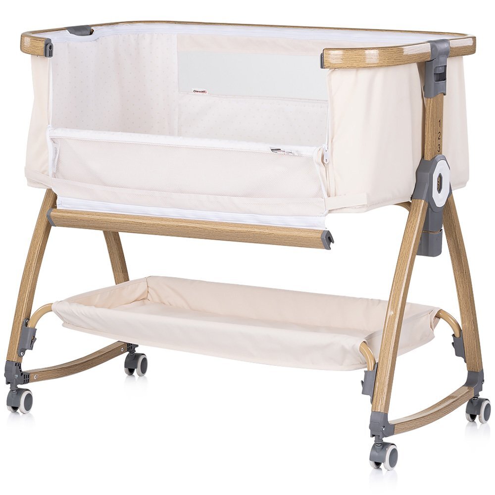 CHIPOLINO Patut co-sleeper Charisma Cashmere Wood cu laterala culisanta si functie de leagan