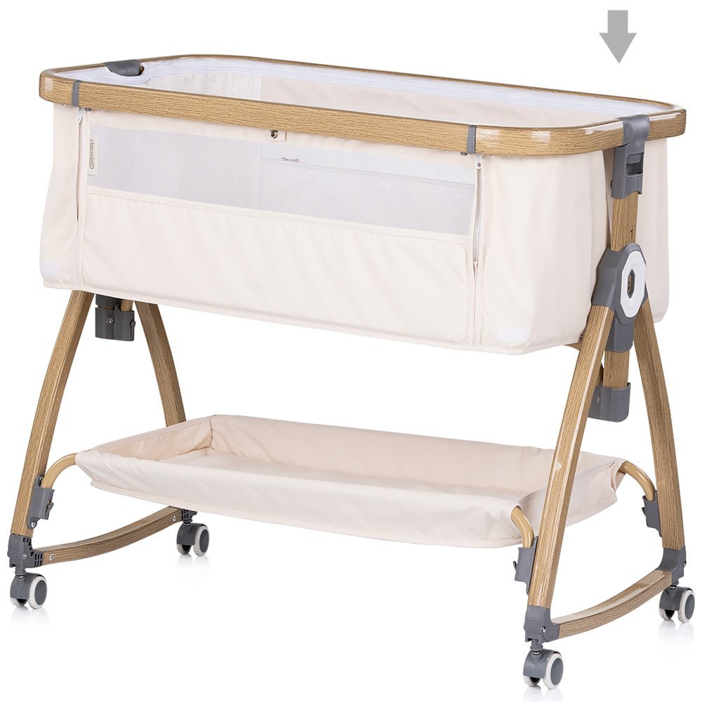 CHIPOLINO Patut co-sleeper Charisma Cashmere Wood cu laterala culisanta si functie de leagan