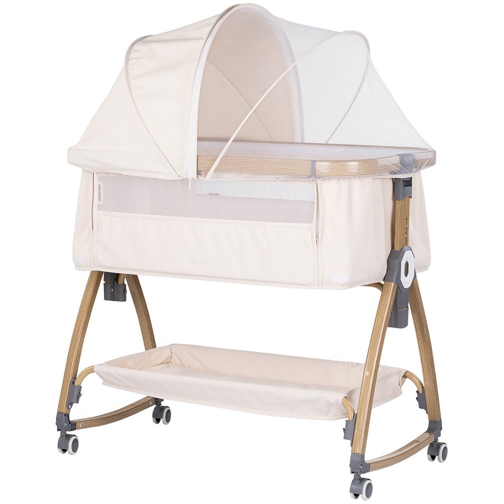 CHIPOLINO Patut co-sleeper Charisma Cashmere Wood cu laterala culisanta si functie de leagan