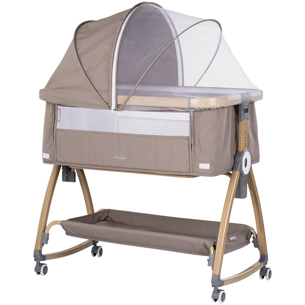 CHIPOLINO Patut co-sleeper Charisma Latte Wood cu laterala culisanta si functie de leagan