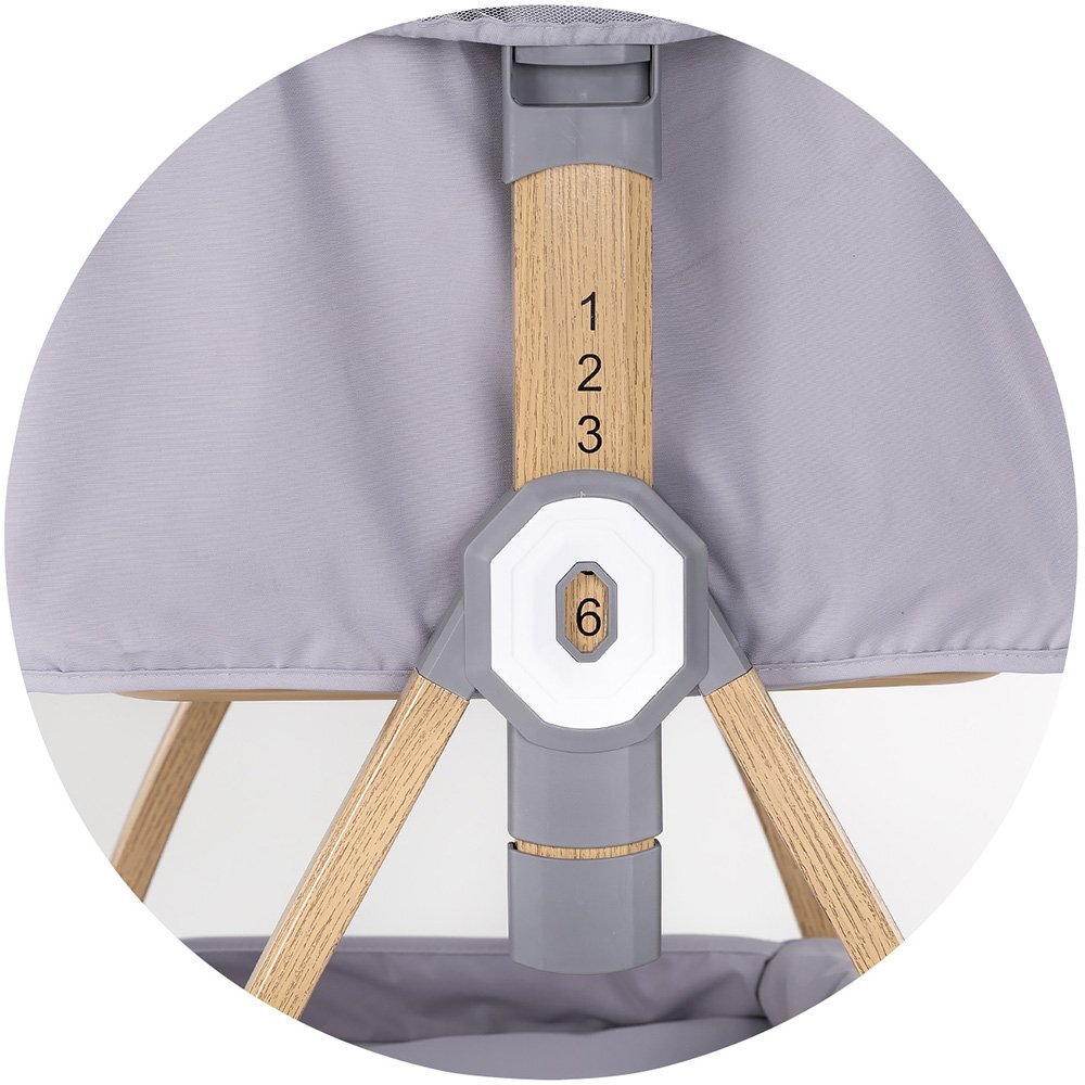 CHIPOLINO Patut co-sleeper Charisma Platinum Wood cu laterala culisanta si functie de leagan
