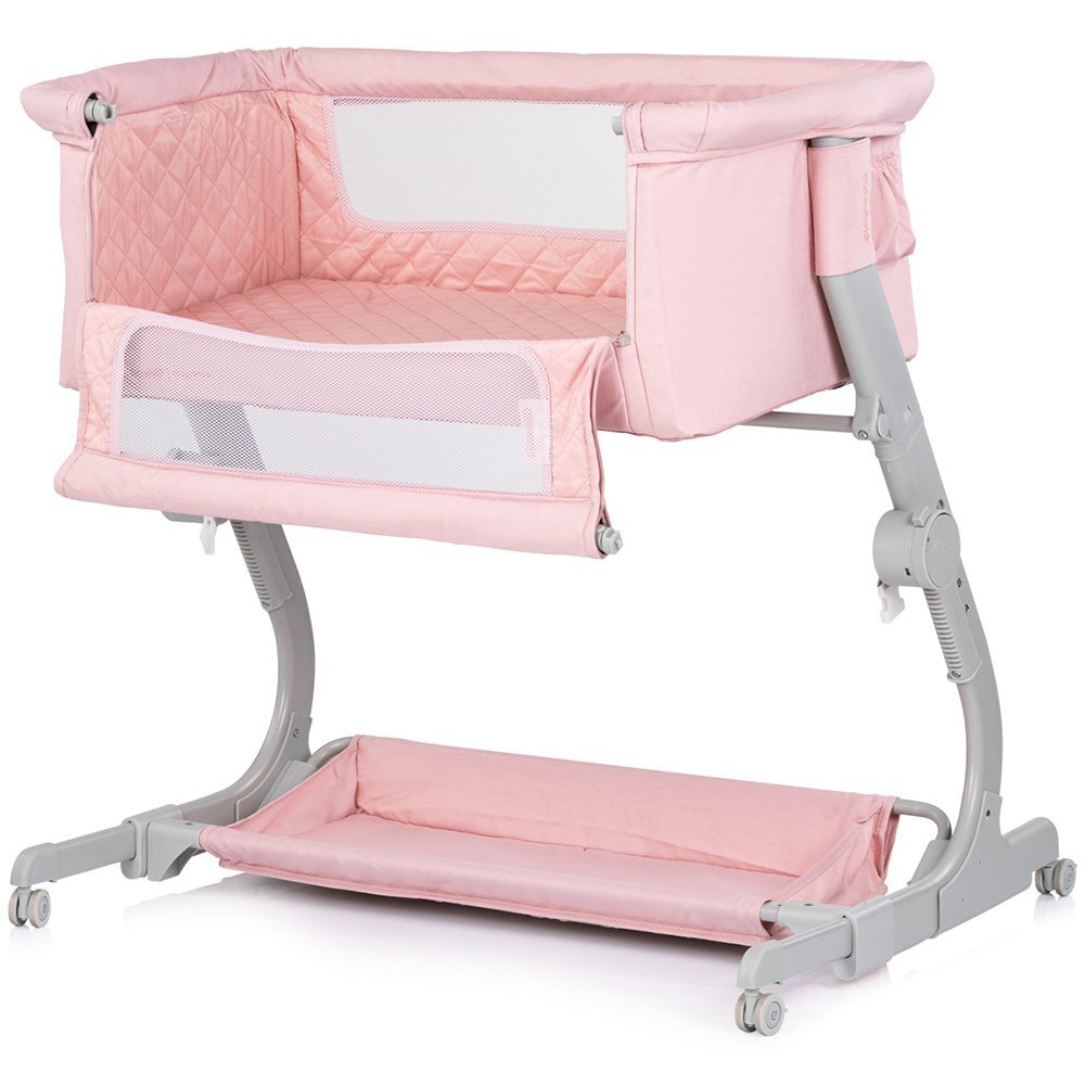 CHIPOLINO Patut co-sleeper Eleganza Pink Marshmallow cu laterala culisanta si pozitie anti-reflux