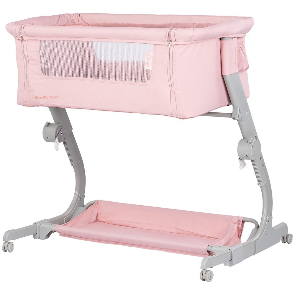 CHIPOLINO Patut co-sleeper Eleganza Pink Marshmallow cu laterala culisanta si pozitie anti-reflux