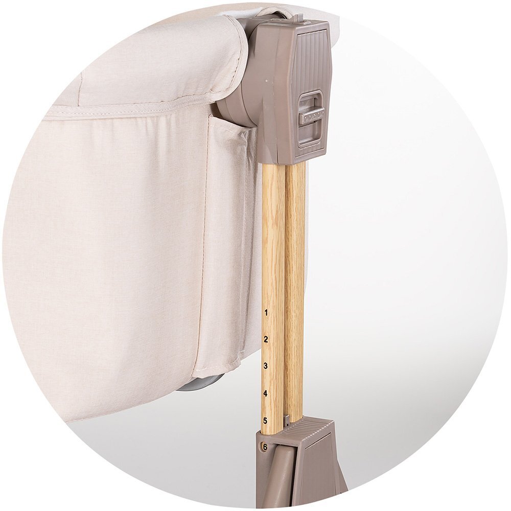 CHIPOLINO Patut co-sleeper pliabil SleepNFold Cashmere cu inaltime reglabila pozitie anti-reflux functie de leganare salteluta de infasat plasa anti-insecte roti cu frana