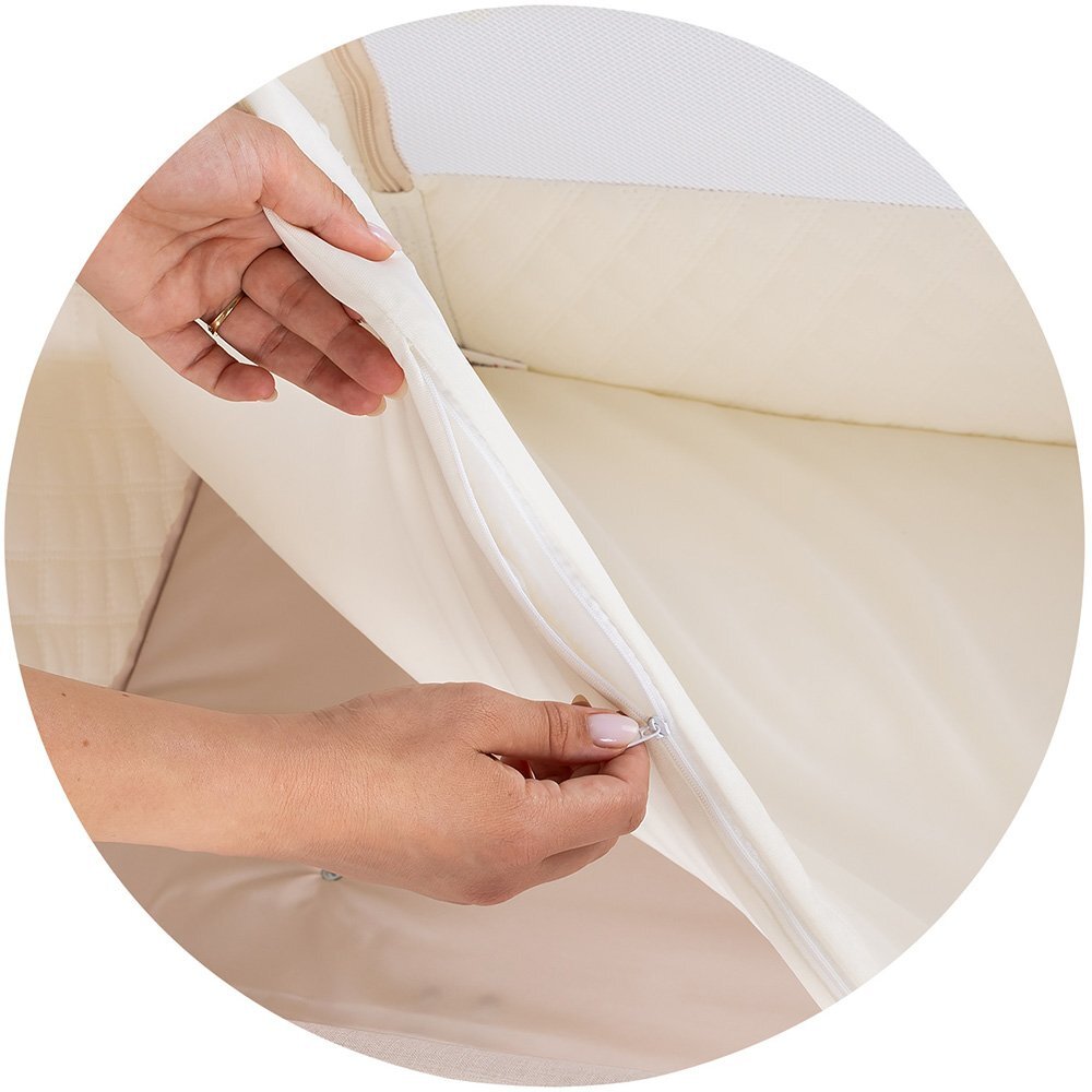 CHIPOLINO Patut co-sleeper pliabil SleepNFold Cashmere cu inaltime reglabila pozitie anti-reflux functie de leganare salteluta de infasat plasa anti-insecte roti cu frana