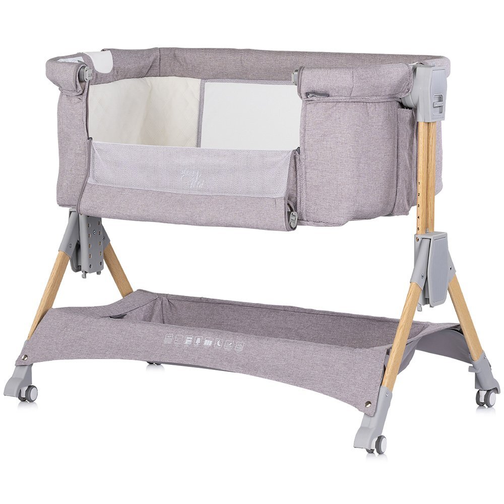 CHIPOLINO Patut co-sleeper pliabil SleepNFold Platinum cu inaltime reglabila pozitie anti-reflux functie de leganare salteluta de infasat plasa anti-insecte roti cu frana