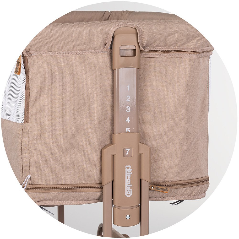 CHIPOLINO Patut co-sleeper si tarc Zen Latte cu laterala pliabila intrare laterala roti blocabile inaltime ajustabila pozitie anti-reflux plasa anti-insecte