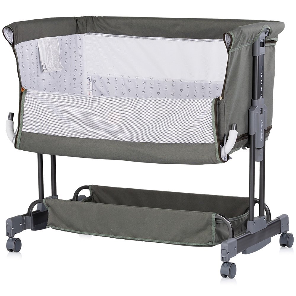 CHIPOLINO Patut co-sleeper si tarc Zen Matcha cu laterala pliabila intrare laterala roti blocabile inaltime ajustabila pozitie anti-reflux plasa anti-insecte