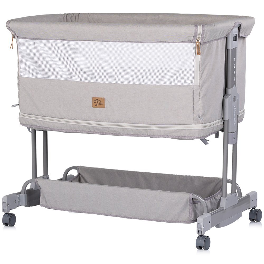 CHIPOLINO Patut co-sleeper si tarc Zen Platinum cu laterala pliabila intrare laterala roti blocabile inaltime ajustabila pozitie anti-reflux plasa anti-insecte