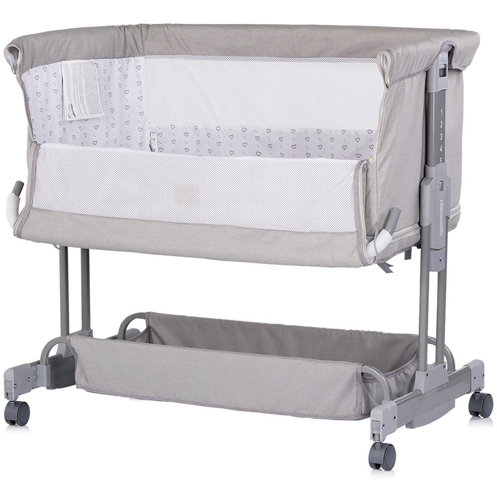 CHIPOLINO Patut co-sleeper si tarc Zen Platinum cu laterala pliabila intrare laterala roti blocabile inaltime ajustabila pozitie anti-reflux plasa anti-insecte