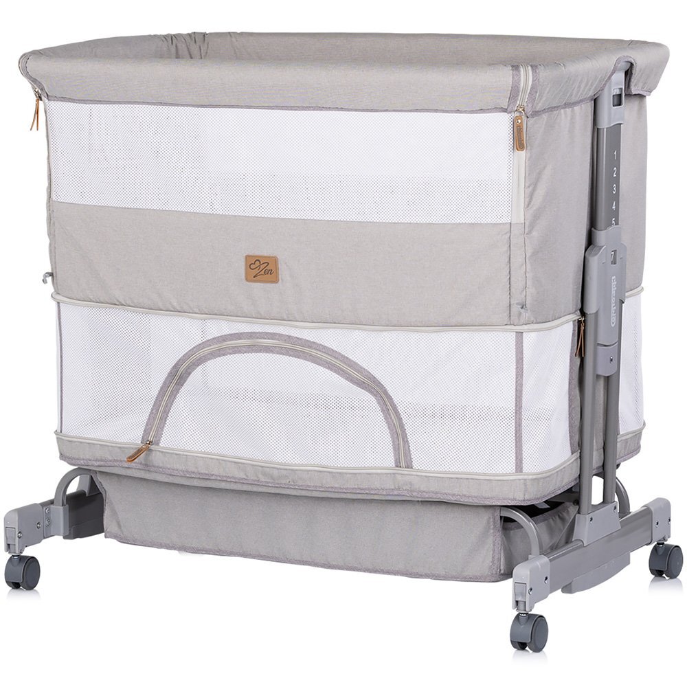 CHIPOLINO Patut co-sleeper si tarc Zen Platinum cu laterala pliabila intrare laterala roti blocabile inaltime ajustabila pozitie anti-reflux plasa anti-insecte