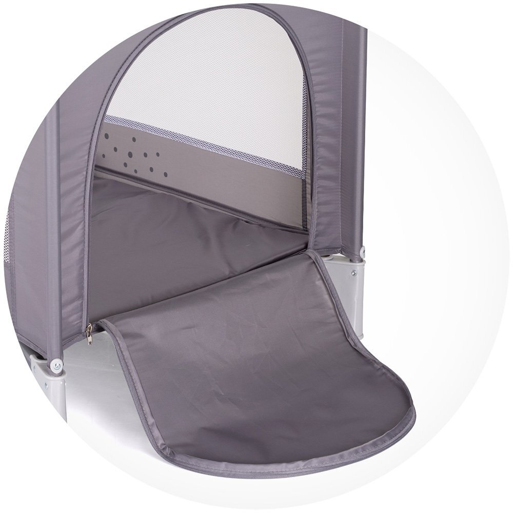 CHIPOLINO Patut pentru copii Capri Bear Grey pliabil saltea pentru nivelul inferior intrarea laterala buzunare laterale geanta transport standardul EN716-1 greutate suportata 15 kg