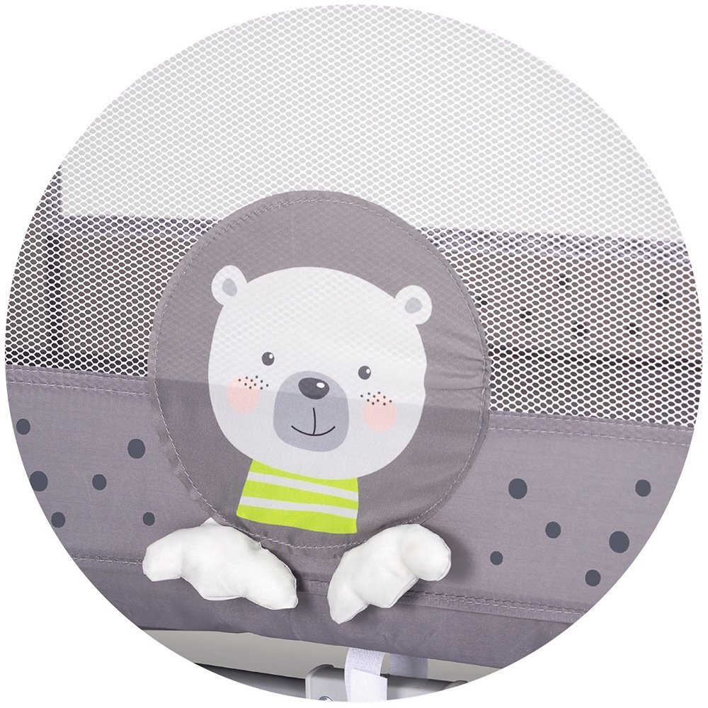 CHIPOLINO Patut pentru copii Capri Bear Grey pliabil saltea pentru nivelul inferior intrarea laterala buzunare laterale geanta transport standardul EN716-1 greutate suportata 15 kg