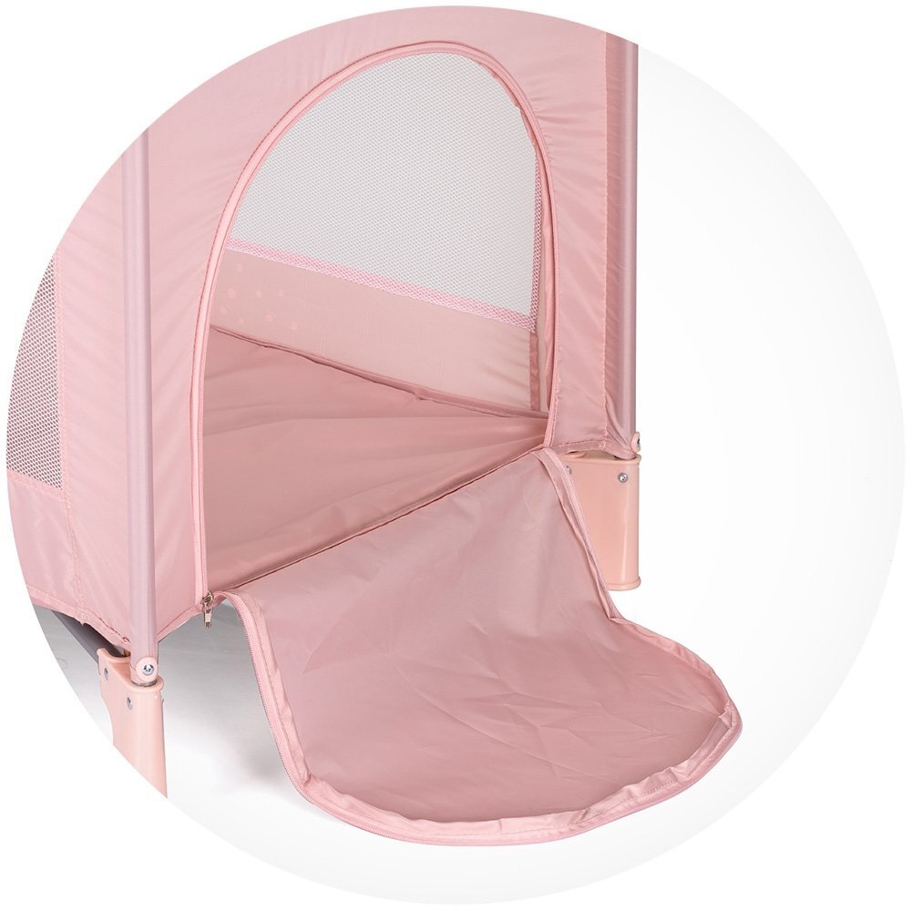 CHIPOLINO Patut pentru copii Capri Cat Pink pliabil saltea pentru nivelul inferior intrarea laterala buzunare laterale geanta transport standardul EN716-1 greutate suportata 15 kg