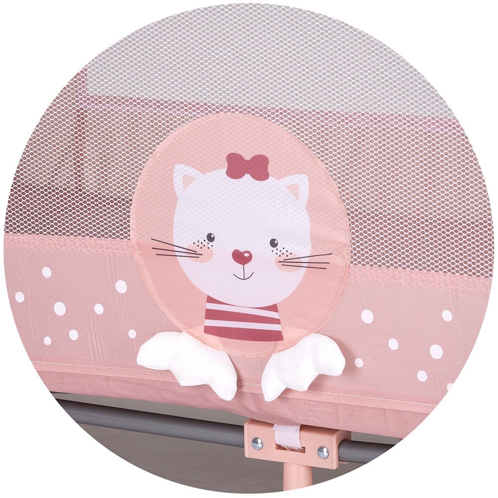 CHIPOLINO Patut pentru copii Capri Cat Pink pliabil saltea pentru nivelul inferior intrarea laterala buzunare laterale geanta transport standardul EN716-1 greutate suportata 15 kg