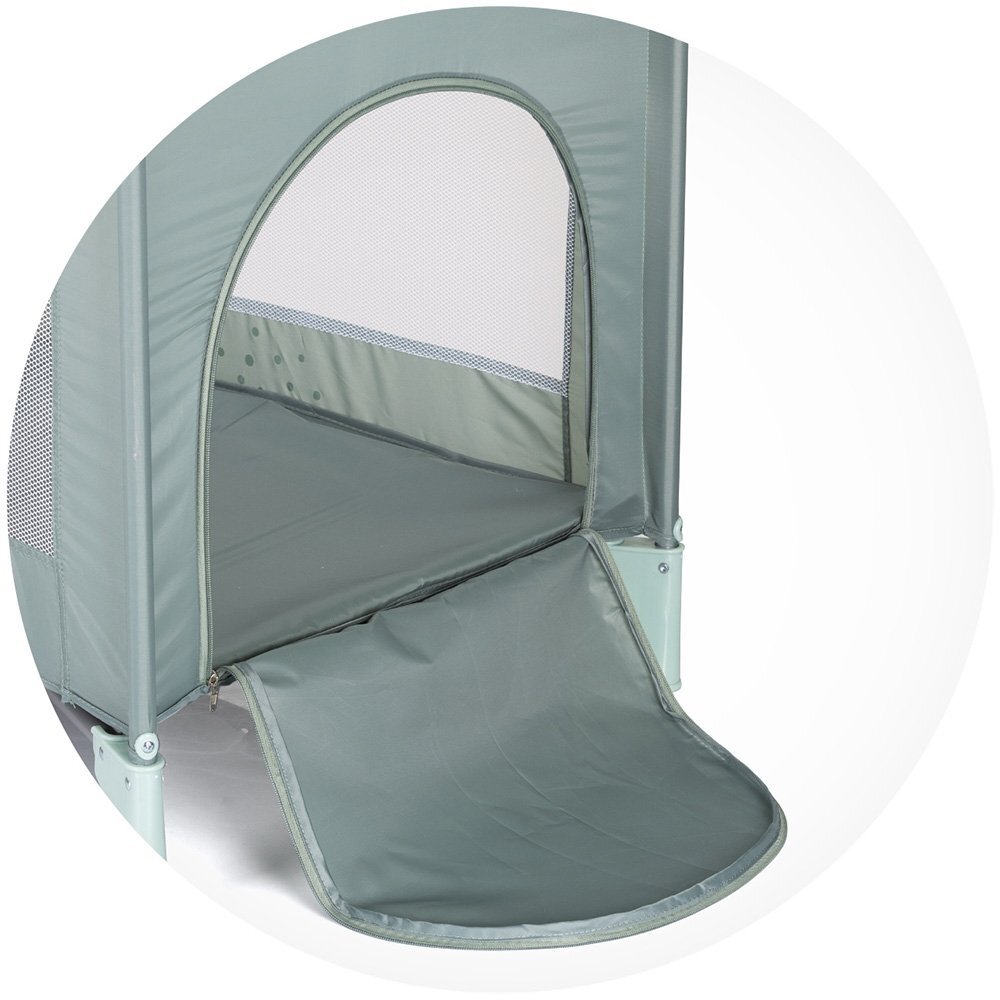 CHIPOLINO Patut pentru copii Capri Hippo Green pliabil saltea pentru nivelul inferior intrarea laterala buzunare laterale geanta transport standardul EN716-1 greutate suportata 15 kg