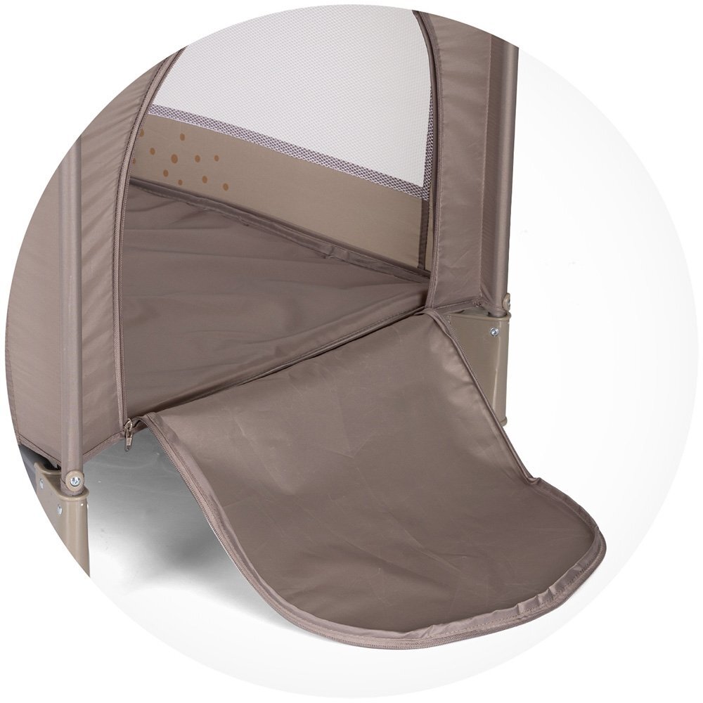 CHIPOLINO Patut pentru copii Capri Lion Beige pliabil saltea pentru nivelul inferior intrarea laterala buzunare laterale geanta transport standardul EN716-1 greutate suportata 15 kg