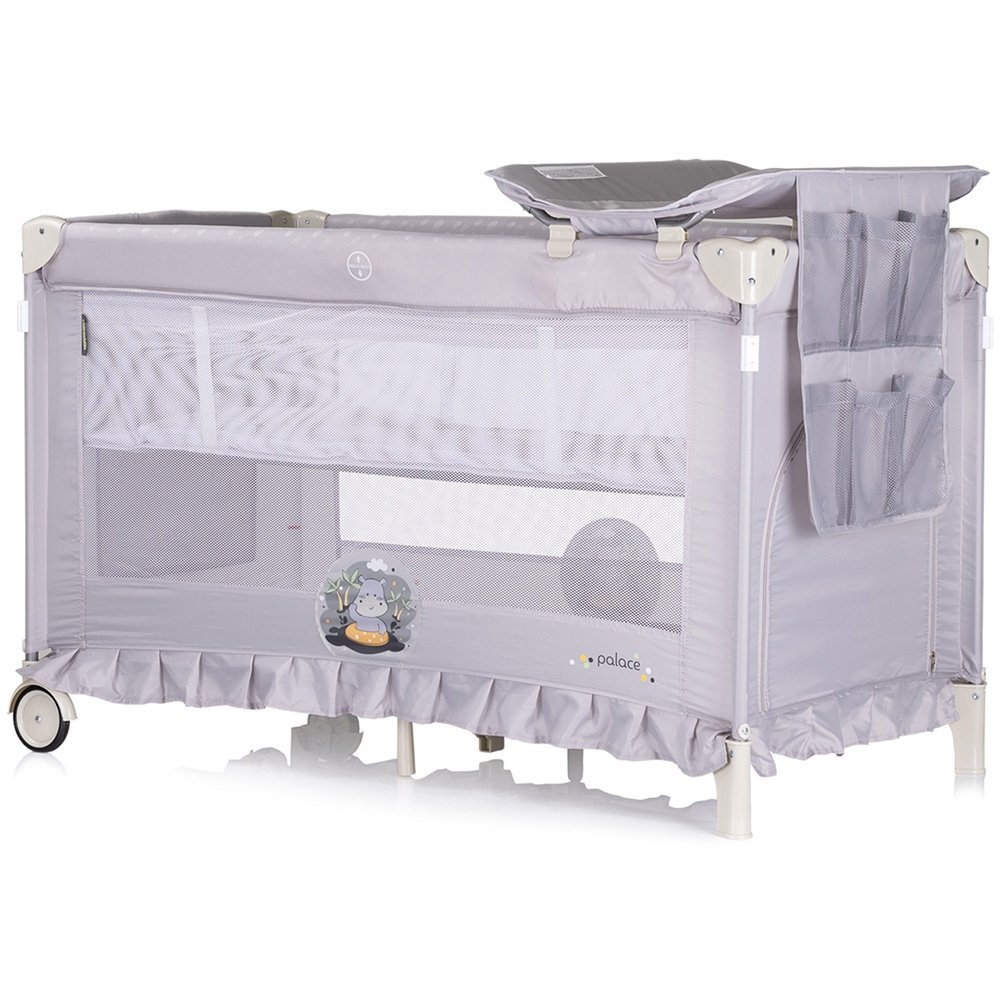 CHIPOLINO Patut pentru copii Palace Hippo grey pliabil