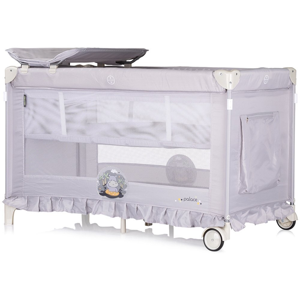 CHIPOLINO Patut pentru copii Palace Hippo grey pliabil