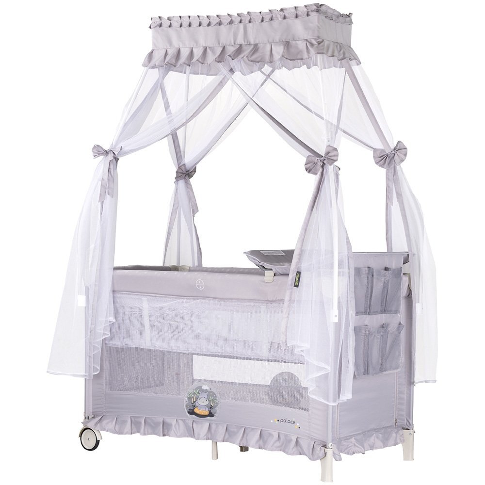 CHIPOLINO Patut pentru copii Palace Hippo grey pliabil