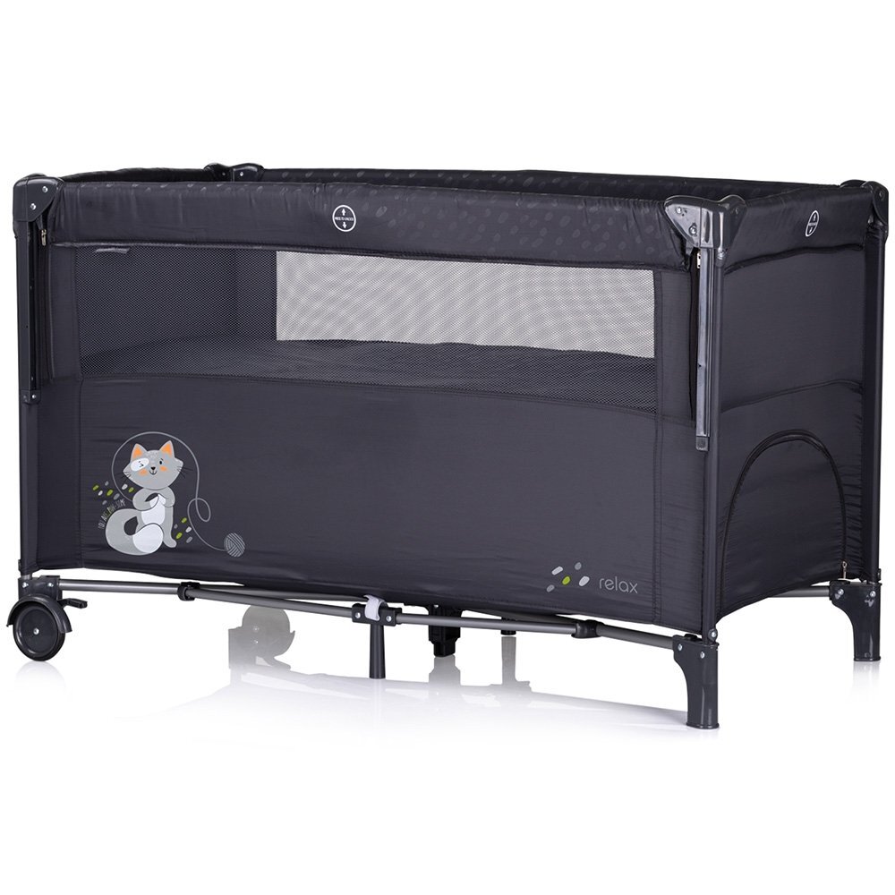 CHIPOLINO Patut pentru copii Relax anthracite pliabil cu laterala culisanta