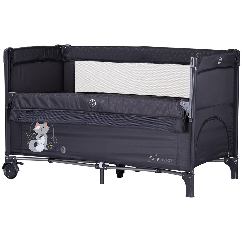 CHIPOLINO Patut pentru copii Relax anthracite pliabil cu laterala culisanta