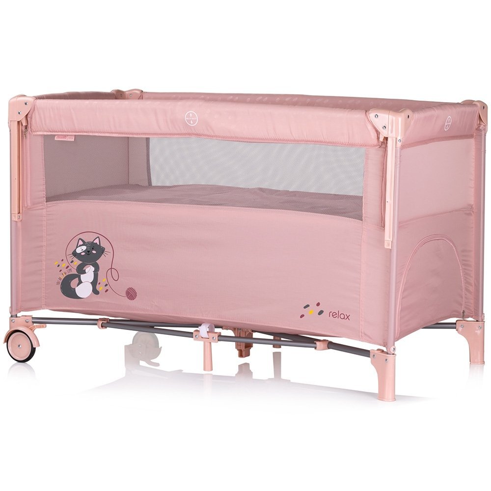 CHIPOLINO Patut pentru copii Relax pink marshmallow pliabil cu laterala culisanta