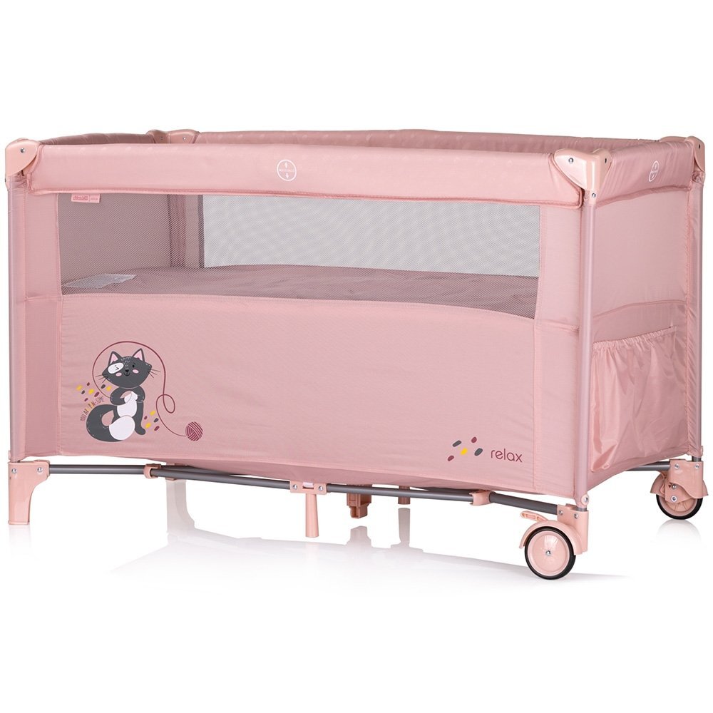 CHIPOLINO Patut pentru copii Relax pink marshmallow pliabil cu laterala culisanta