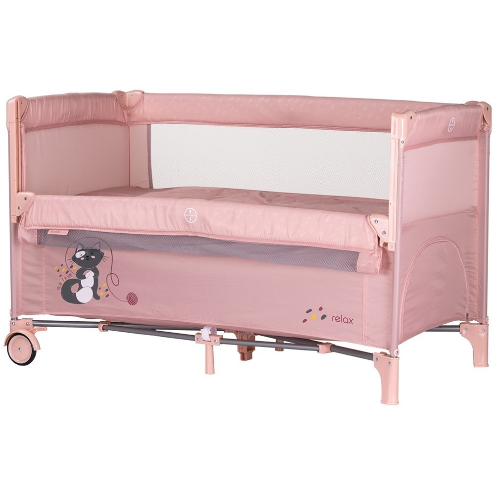 CHIPOLINO Patut pentru copii Relax pink marshmallow pliabil cu laterala culisanta