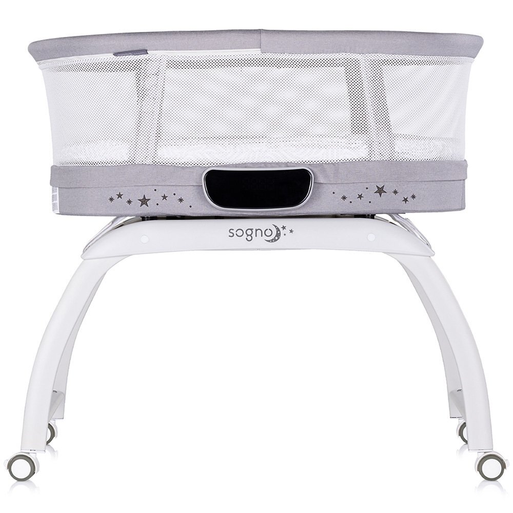 CHIPOLINO Patut pentru copii Sogno 2 in 1 grey cu leganare si cantar integrat