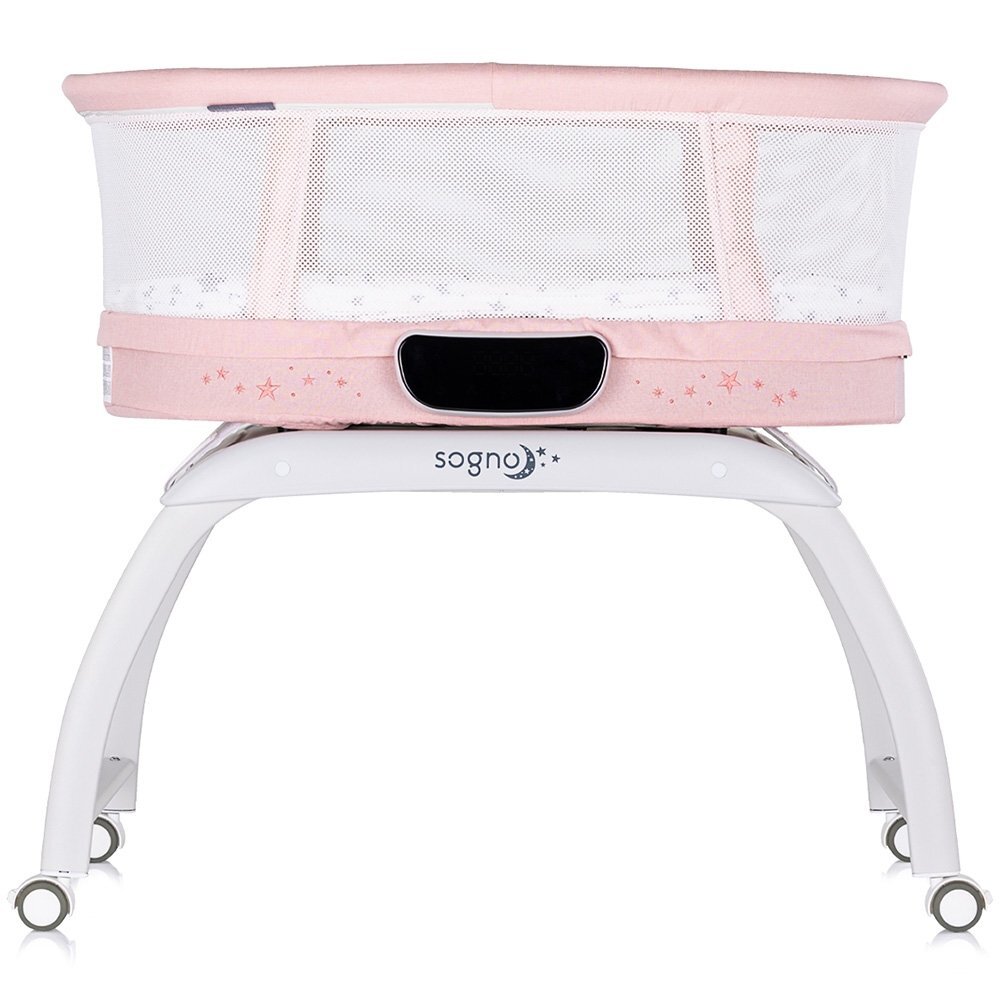 CHIPOLINO Patut pentru copii Sogno 2 in 1 pink cu leganare si cantar integrat