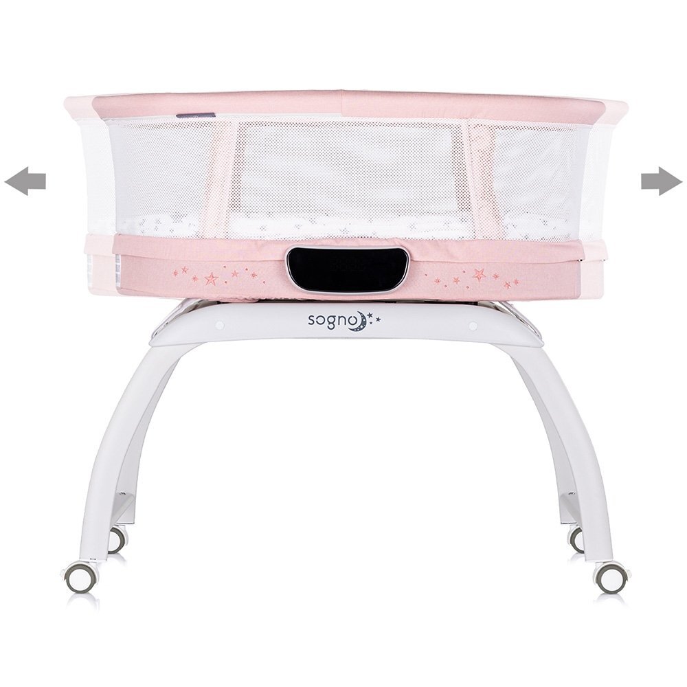 CHIPOLINO Patut pentru copii Sogno 2 in 1 pink cu leganare si cantar integrat