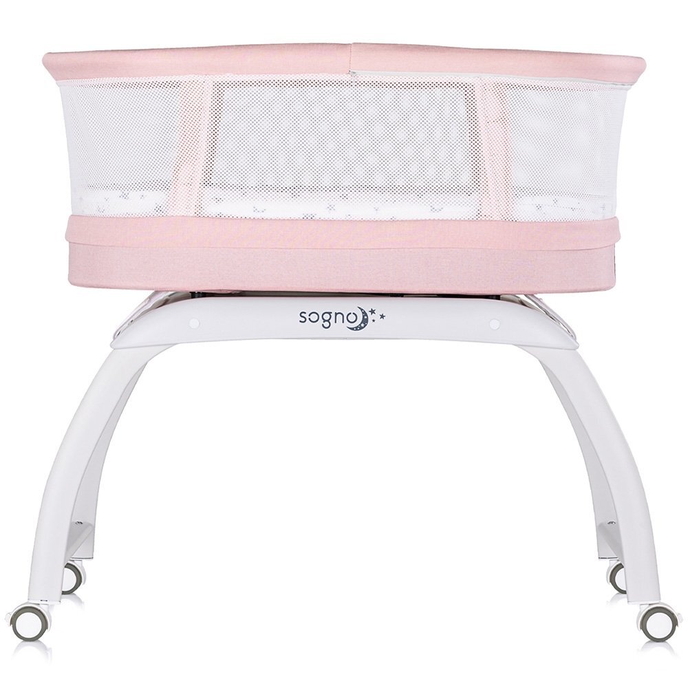 CHIPOLINO Patut pentru copii Sogno 2 in 1 pink cu leganare si cantar integrat