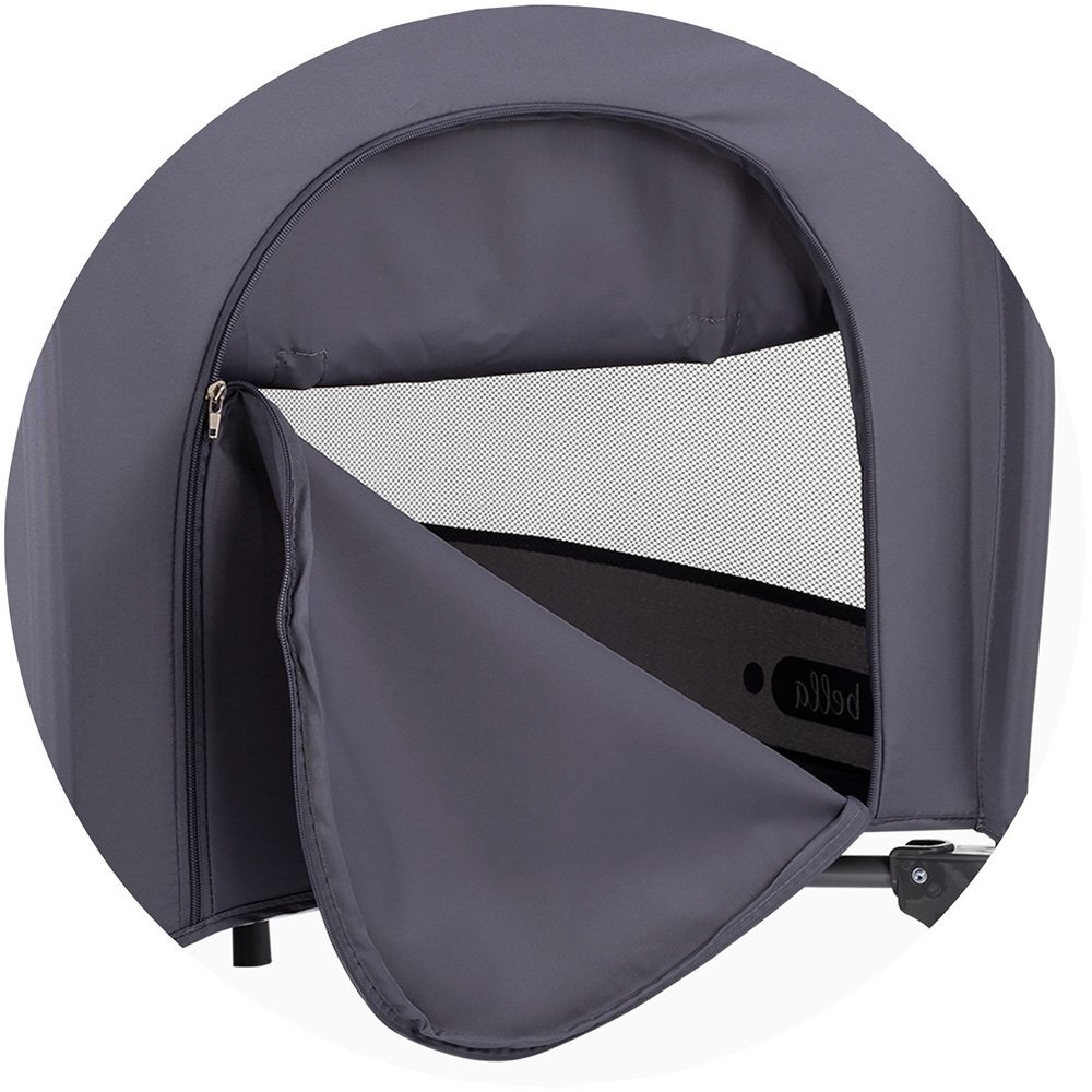 CHIPOLINO Patut pliabil Bella Anthracite cu doua nivele intrare laterala cu fermoar 2 roti cu frane saltea de infasat carusel muzical geanta pentru transport buzunar si organizator accesorii
