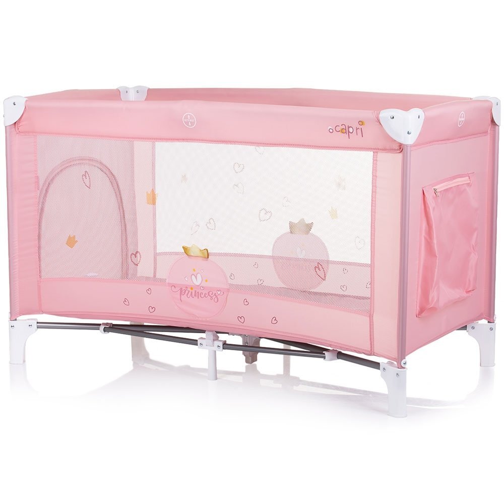 CHIPOLINO Patut pliabil Capri Koala Pink intrare laterala cu fermoar buzunare depozitare geanta transport inclusa