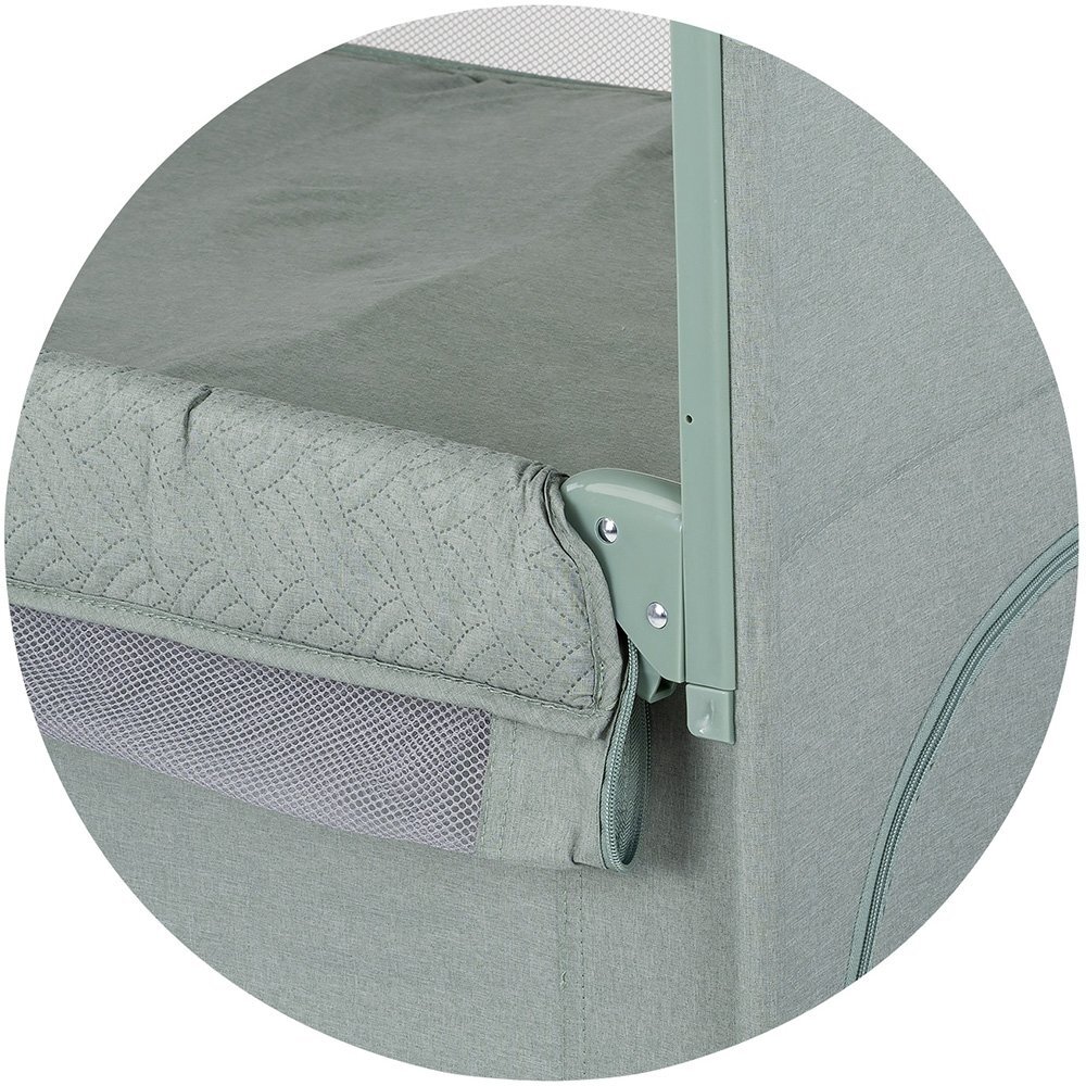 CHIPOLINO Patut pliabil Relax Basil Linen cu laterala culisanta intrare laterala cu fermoar geanta pentru transport greutate admisa 15 kg