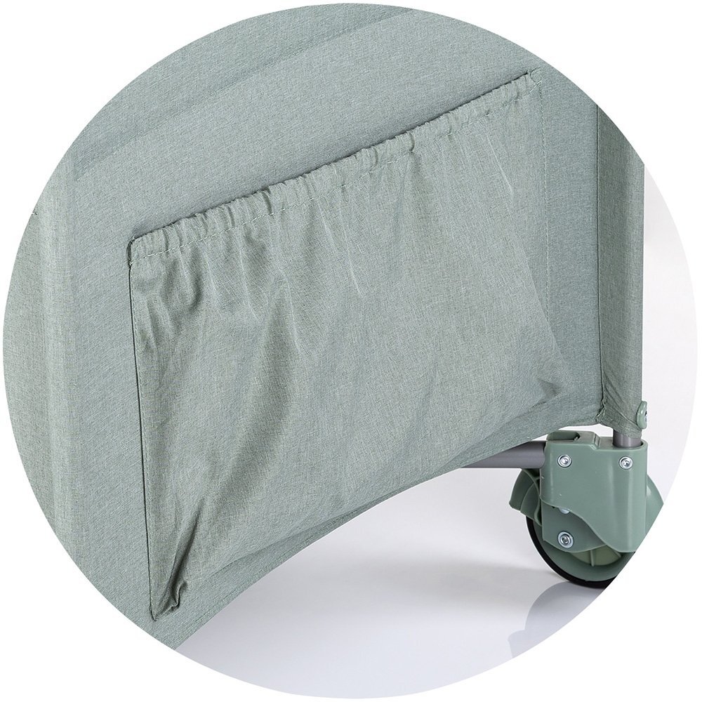 CHIPOLINO Patut pliabil Relax Basil Linen cu laterala culisanta intrare laterala cu fermoar geanta pentru transport greutate admisa 15 kg