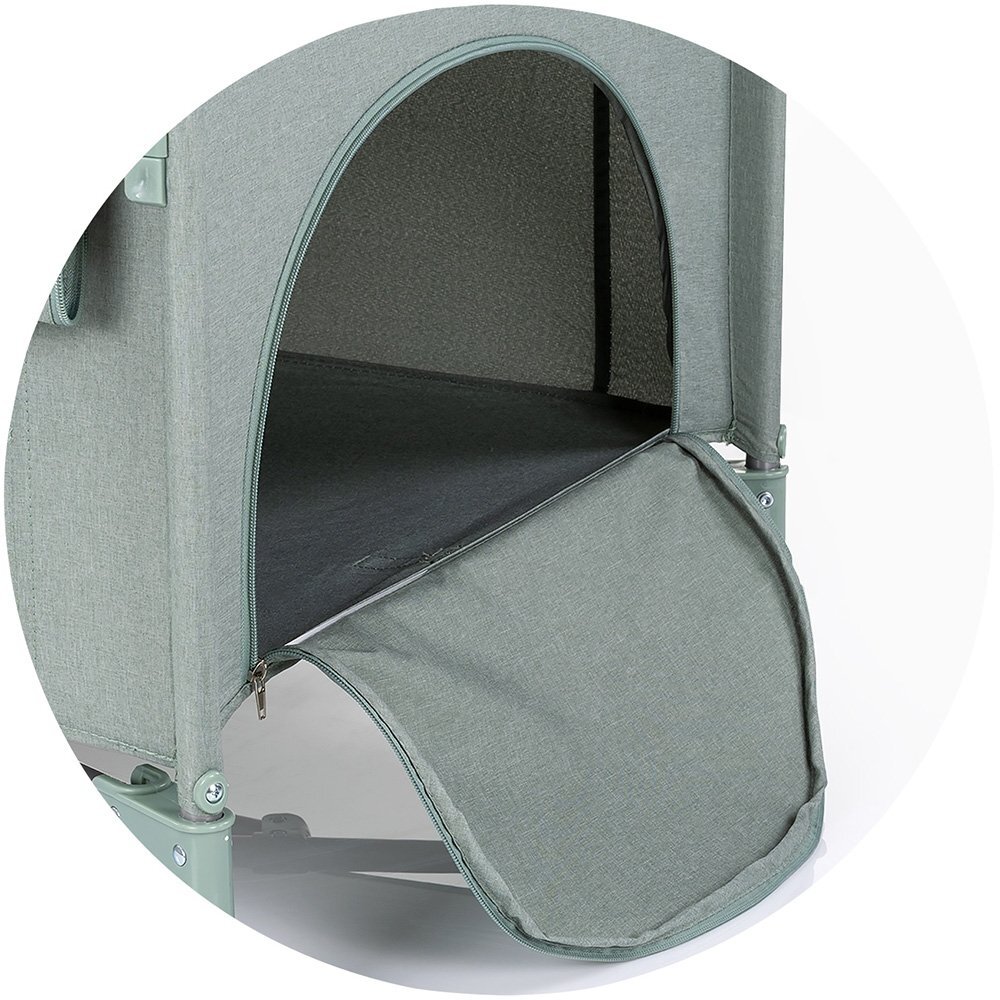 CHIPOLINO Patut pliabil Relax Basil Linen cu laterala culisanta intrare laterala cu fermoar geanta pentru transport greutate admisa 15 kg