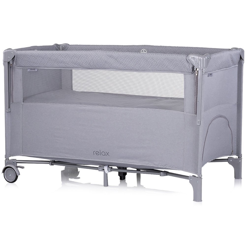 CHIPOLINO Patut pliabil Relax Cloud Linen cu laterala culisanta intrare laterala cu fermoar geanta pentru transport greutate admisa 15 kg