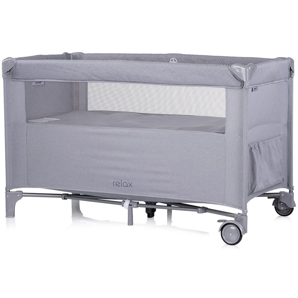 CHIPOLINO Patut pliabil Relax Cloud Linen cu laterala culisanta intrare laterala cu fermoar geanta pentru transport greutate admisa 15 kg