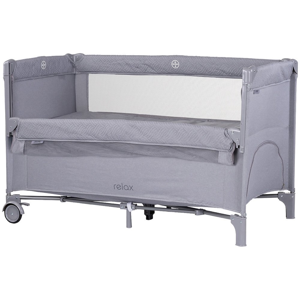 CHIPOLINO Patut pliabil Relax Cloud Linen cu laterala culisanta intrare laterala cu fermoar geanta pentru transport greutate admisa 15 kg