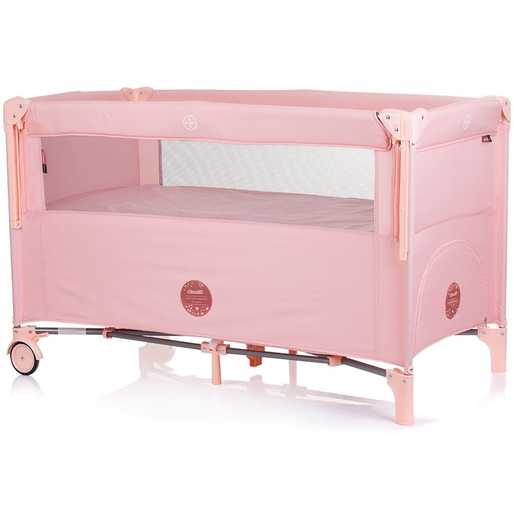 CHIPOLINO Patut pliabil Relax flamingo linen cu laterala culisanta