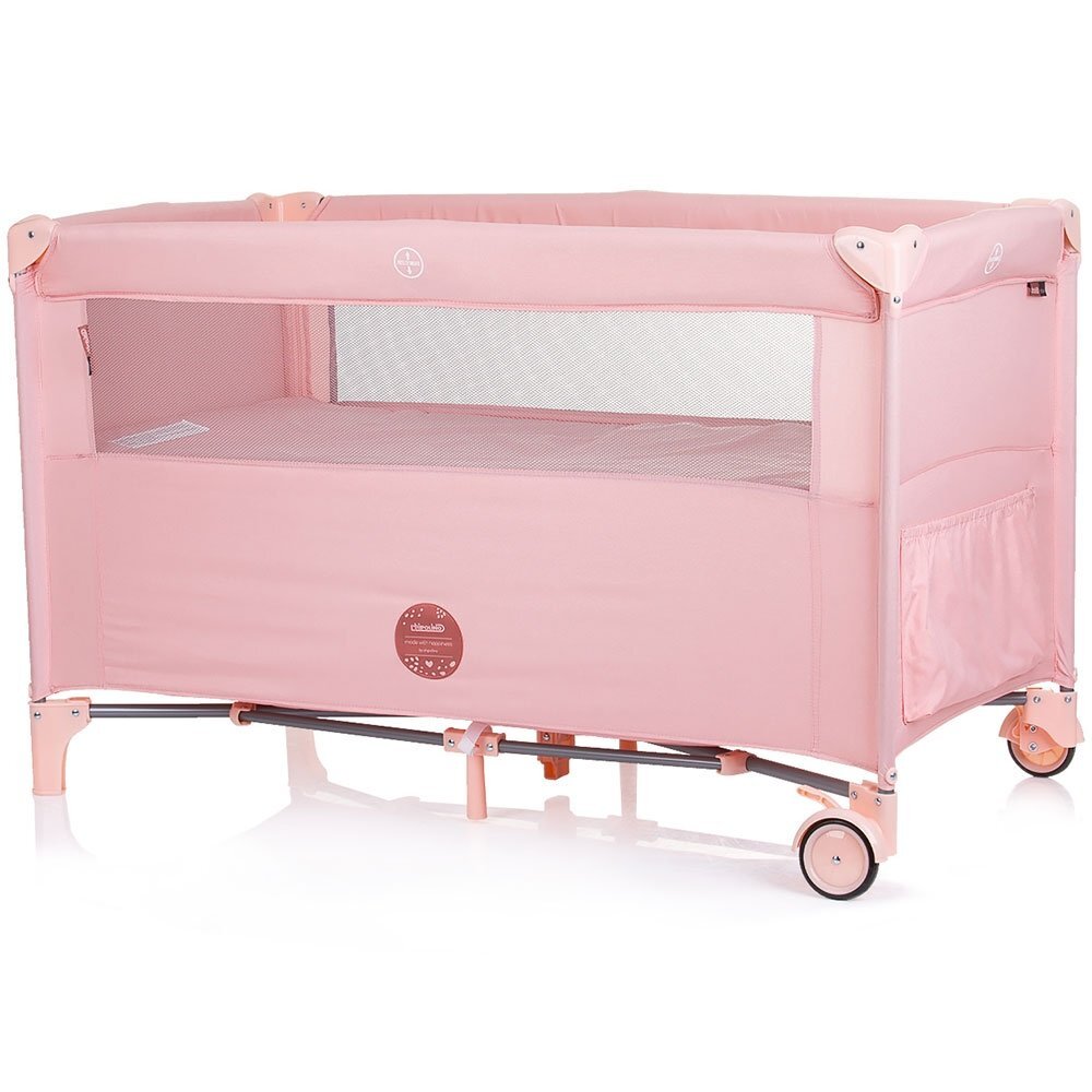 CHIPOLINO Patut pliabil Relax flamingo linen cu laterala culisanta